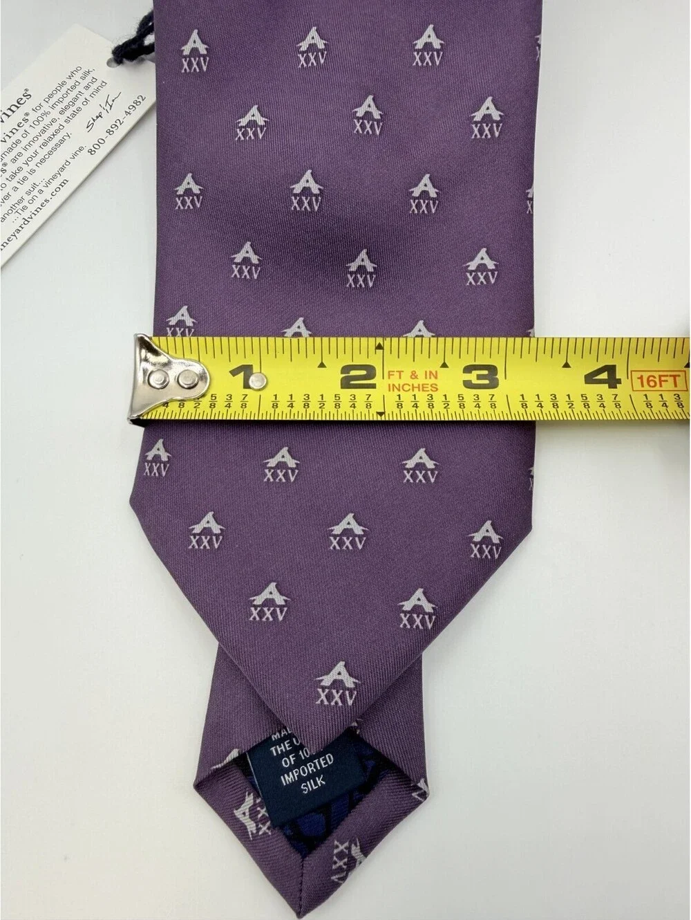 Vineyard Vines Mens Silk Tie NWT Purple‎ Custom XXV 25th Anniversary Logo